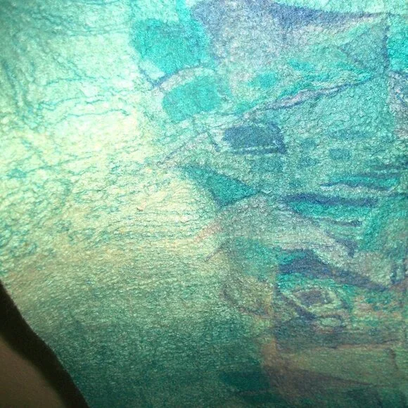 Vintage 1 of a Kind Handmade Hand-dyed Reversible Felted-Wool Scarf 66 X 18